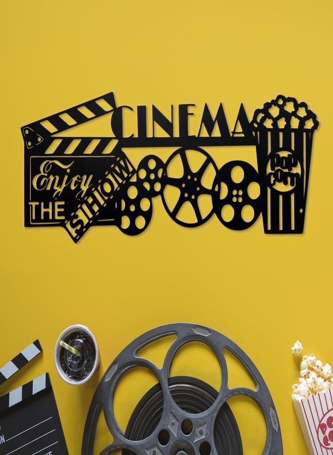 ديكور معدني لغرفة السينما - 17.1 × 6.6 بوصة، لوحة تصوير سينمائي، عجلة عرض أفلام، ولافتة سينما منزلية على شكل علبة فشار، ديكور مثالي لأمسيات الأفلام. - Image 1